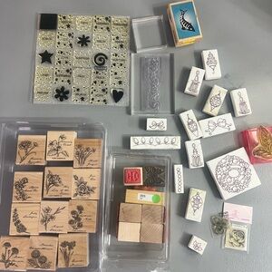 Mixed Job Lot Of 63 Rubber‎ Stamps Many Different Brands